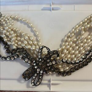 BCBG Cream and Black Layered Pearl Necklace
